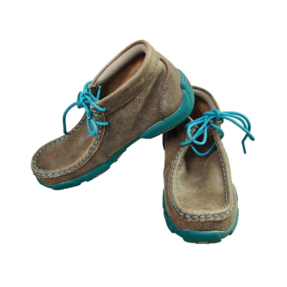 Twisted X Kids 12.5M Driving Moc Brown Turquoise Leather Chukka Boots Durable